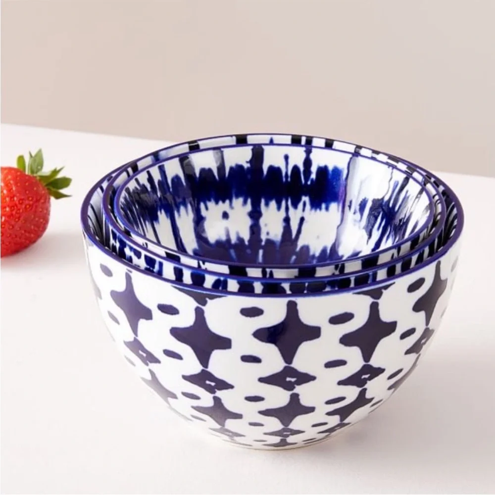 West Elm Blue and White Neating Bowls